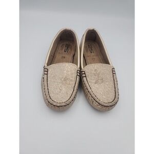 Stylo Girls Slip On Loafers Shoes Gold Glitter Leopard Print Size 12 US EU‎ 29